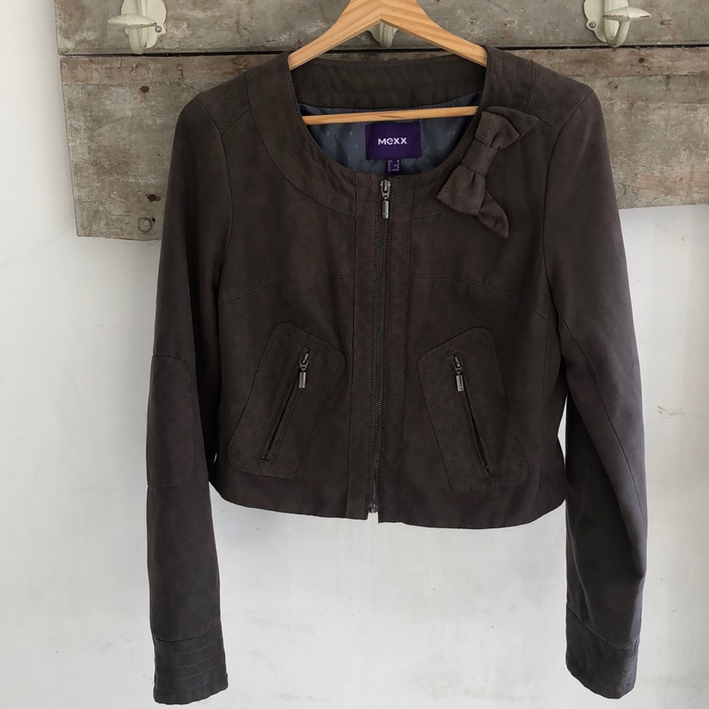 Faux suede cropped jacket